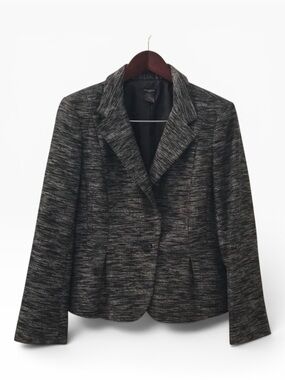 Ann Taylor Black and White Marled Tweed Jacket